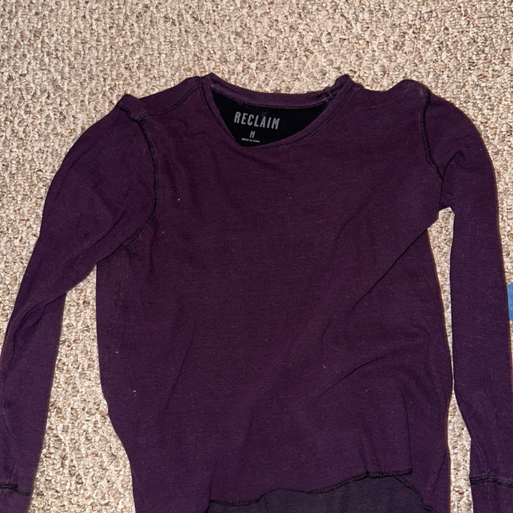 Dark purple crew neck long sleeve dark purple color, muscle fit shirt